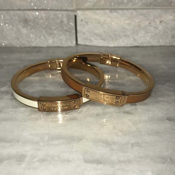 Michael Kors Jewelry - Michael Kors Hinged Gold Bangle in White